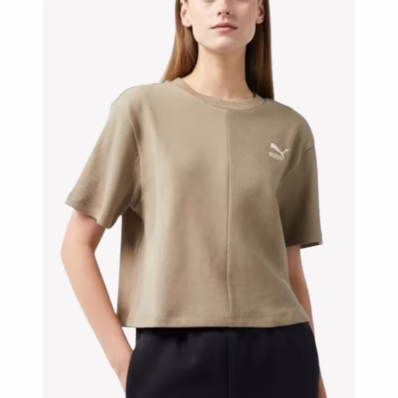 PUMA Classics Ribbed Relaxed Tee Pink