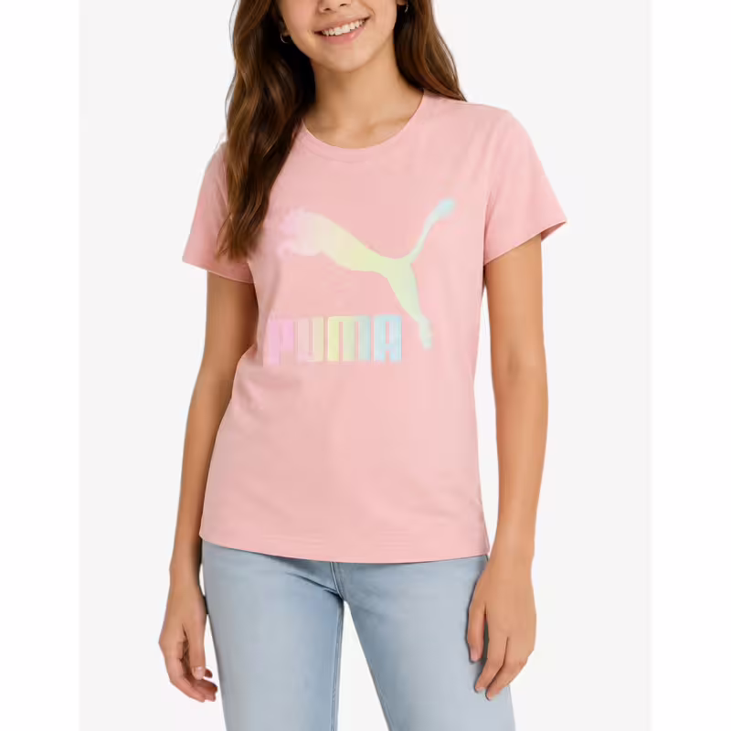 PUMA Clasics Shiny Color Logo Tee Pink