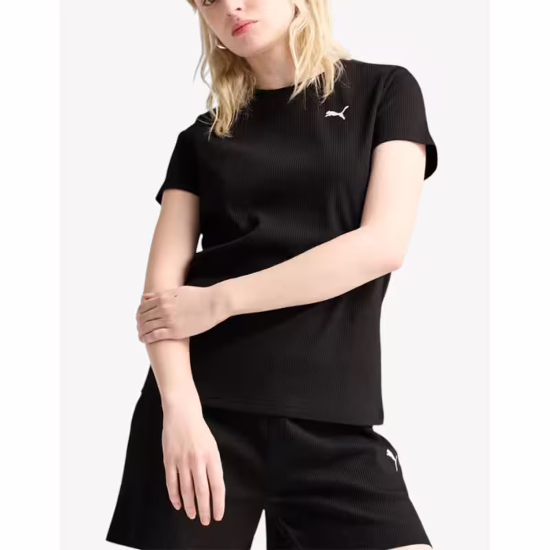 PUMA Ess Elevated Rib Tee Black
