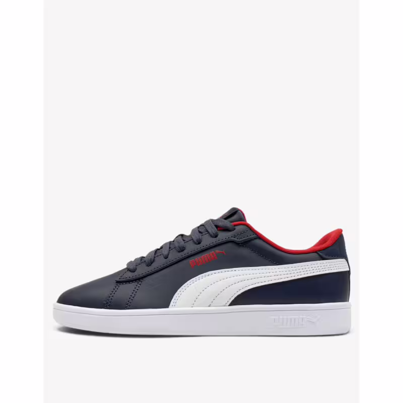 PUMA Smash 3.0 Leather Jr Navy / Red