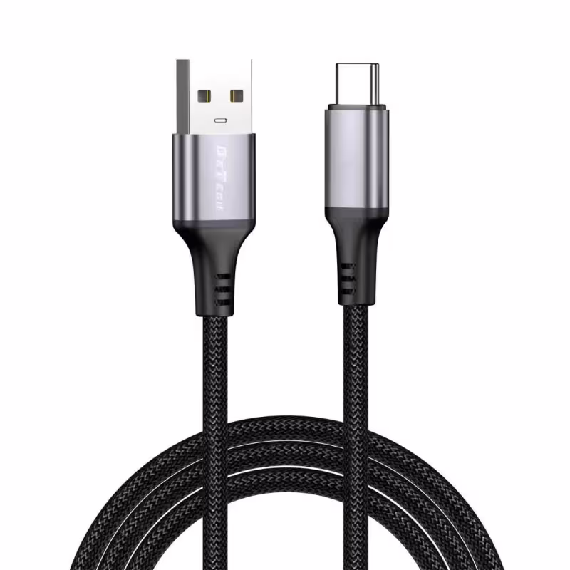 Кабел за данни DeTech DE-C68UC, 2.4A, Type-C, 1.0m, Черен - 40553