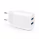Мрежово зарядно устройство DeTech DE-58i, 5V/2.4A, 220V, 2 x USB, С кабел Lightning, 1.0m, Бял - 40540