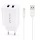 Мрежово зарядно устройство DeTech DE-58i, 5V/2.4A, 220V, 2 x USB, С кабел Lightning, 1.0m, Бял - 40540