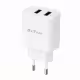 Мрежово зарядно устройство DeTech DE-59, 5V/2.4A 220V, 2 x USB, Бял - 40541