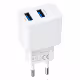 Мрежово зарядно устройство DeTech DE-59, 5V/2.4A 220V, 2 x USB, Бял - 40541