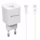 Мрежово зарядно устройство DeTech DE-60C, 20W, 1 x Type-C F, 1 x USB F, PD, QC, С кабел Type-C - Type-C, 1.0m, Бял - 40544