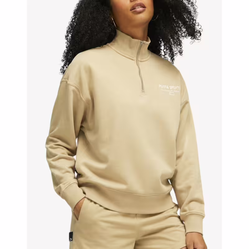 PUMA Team Womens Half-Zip Sweatshirt Pink