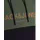 JACK&JONES Colourblock Logo Hoodie Green