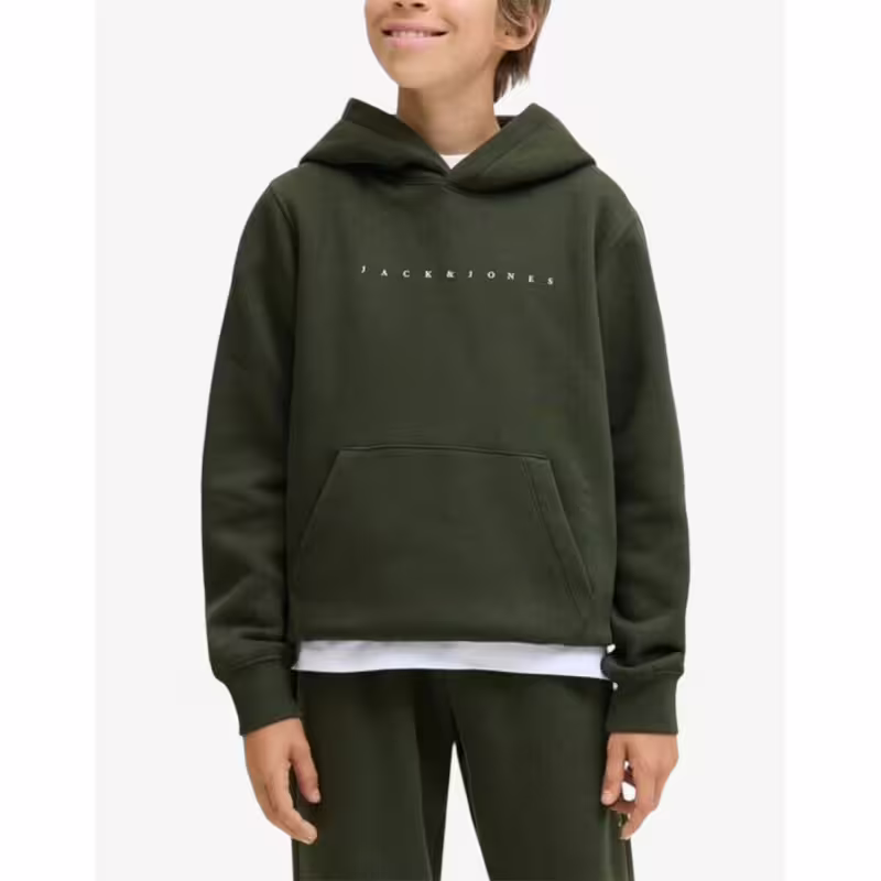 JACK&JONES Jjestar JJ Sweat Hood Noos JNR Green