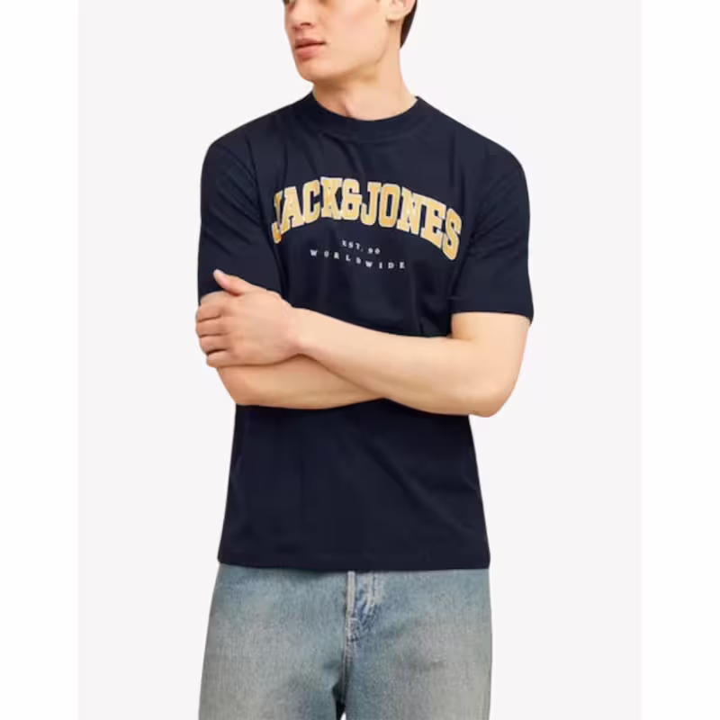JACK&JONES Jjecaleb Varsity Tee SS O-Neck Noos Navy
