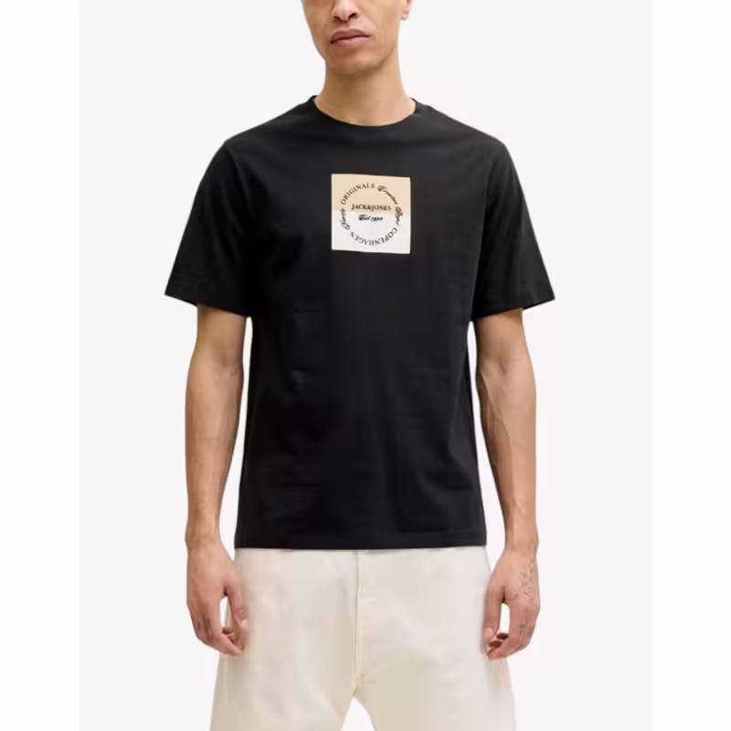 JACK&JONES Jorcatskills Square Branding Tee SSCN LN Black