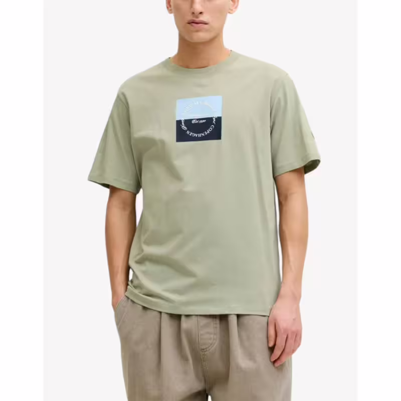 JACK&JONES Jorcatskills Square Branding Tee SSCN LN Green