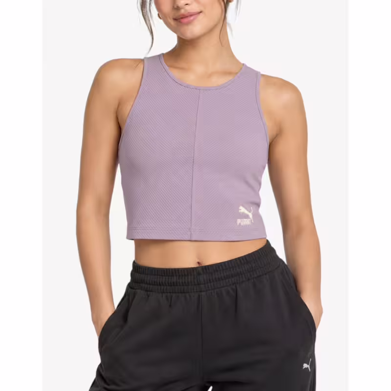 PUMA Classics Ribbed Crop Top Violet