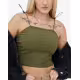 ADIDAS Logo-Print Spaghetti Strap Crop Top Green