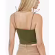 ADIDAS Logo-Print Spaghetti Strap Crop Top Green
