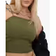 ADIDAS Logo-Print Spaghetti Strap Crop Top Green
