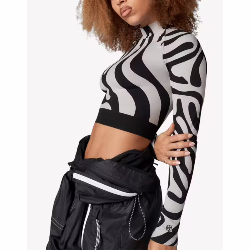 ADIDAS x Stella McCartney Seamless Wolford Crop Top Black/White