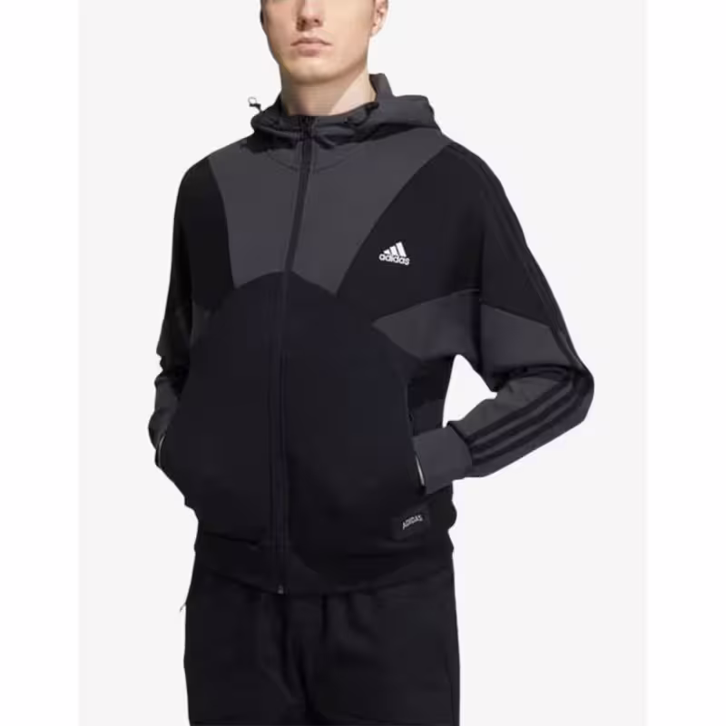 ADIDAS Casual Sports Hooded Splicing Black