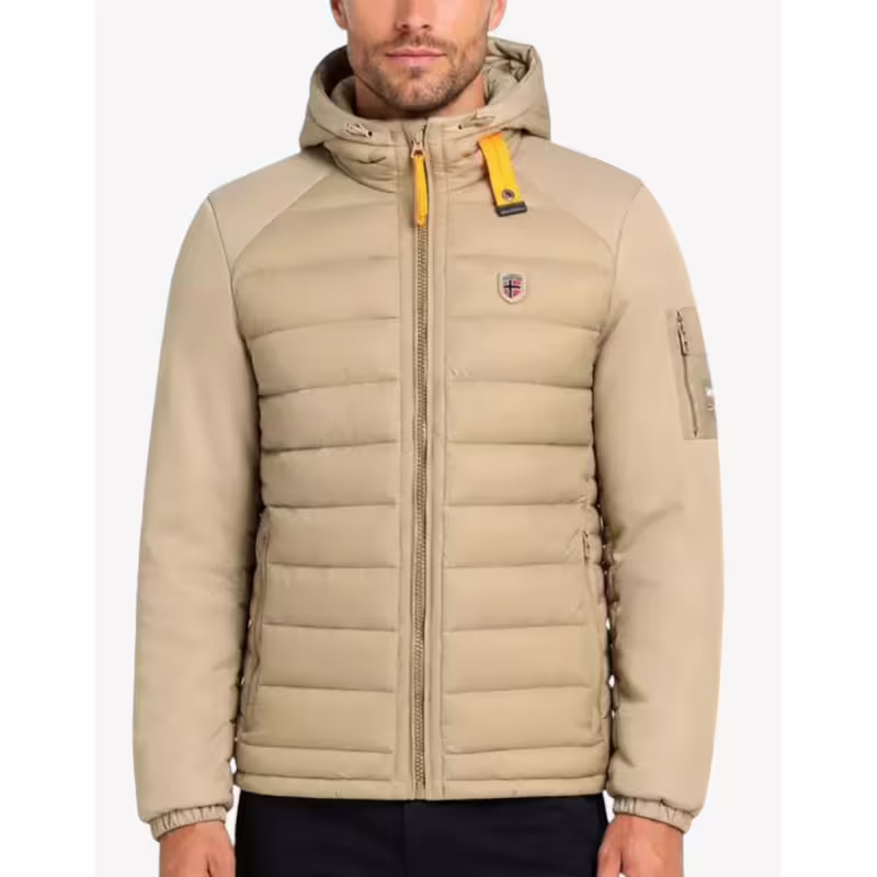 GEOGRAPHICAL NORWAY Aipter Puffer Hoodie Jacket Khaki