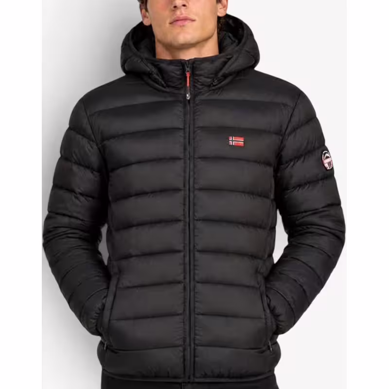 GEOGRAPHICAL NORWAY Amigo Puffer Hoodie Jacket Black