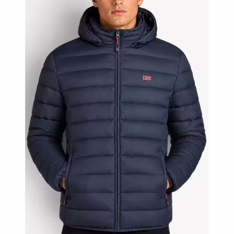 GEOGRAPHICAL NORWAY Amigo Puffer Hoodie Jacket Navy