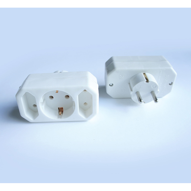Разклонител за контакт 3-ка без кабел бял 220V 2,5A/16A