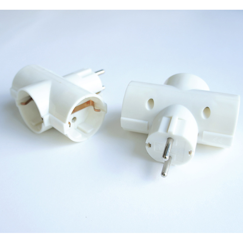 Разклонител за контакт ъглов 3-ка без кабел бял 220V 16A
