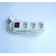 Разклонител C1-H3T, контакт, ключ, 3-ка, бял, 1,5m, 220VAC, 10A, 3x1,5mm2