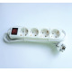 Разклонител C1-H4T, контакт, ключ, 4-ка, бял, 1,5m, 220VAC, 10A, 3x1,5mm2