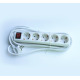 Разклонител C1-H5T, контакт,  ключ, 5-ца, бял, 3m, 220VAC, 10A, 3x1,5mm2