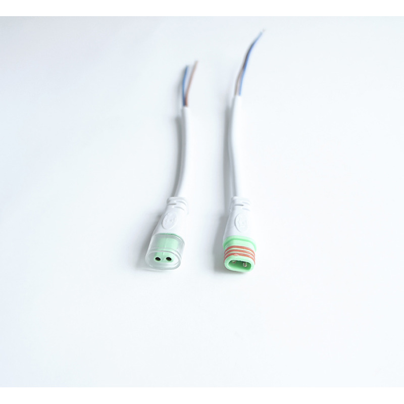 Захранващ влагозащитен кабел 2pin за LED осветление, комплект мъжки+женски/2x2 извода 0,4m