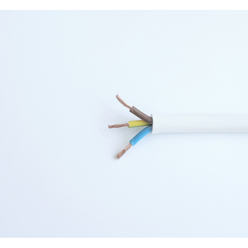 Кабел трижилен, захранващ, меден, мрежови, бял, ШВПС-Б, Cu, 3x1mm2