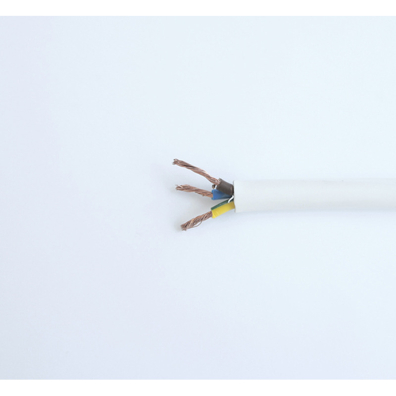 Кабел трижилен, захранващ, меден, мрежови, бял, ШВПС-Б, Cu, 3x1,5mm2