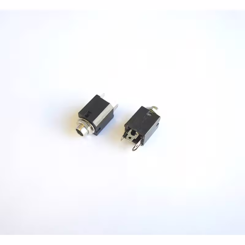 Букса за панелен монтаж 4pin с превключване черна STEREO 6,3mm JACK(ж)