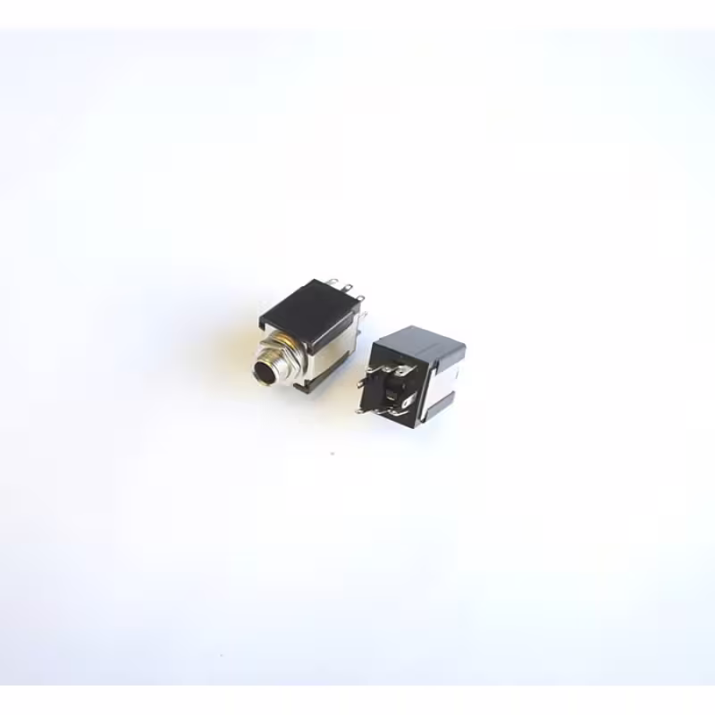 Букса за панелен монтаж 8pin с превключване черна STEREO 6,3mm JACK(ж)
