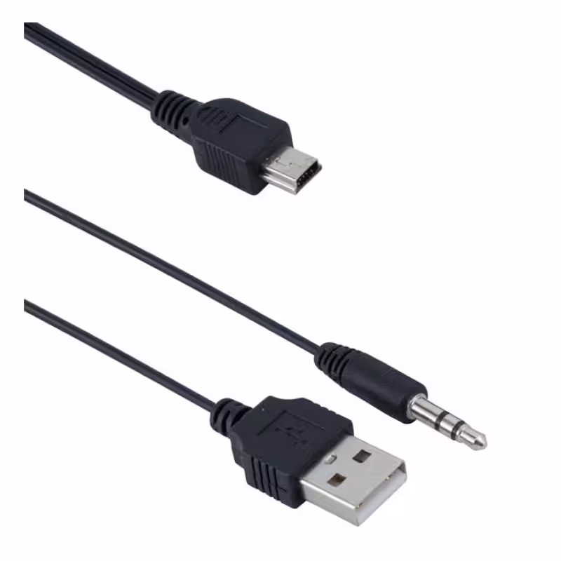 Кабел USB-A(м)/MINI USB(м)+JACK(м) 0,5m