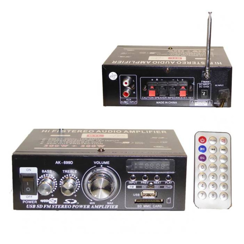 Домашен блутуут аудио усилвател AK-699BT, FM, SD, USB, BLT, 2x45W, 220VAC
