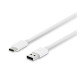 Кабел Type-C, бързо зареждане, силиконов, бял, USB-А(м), USB-C(м), 1m, 2A