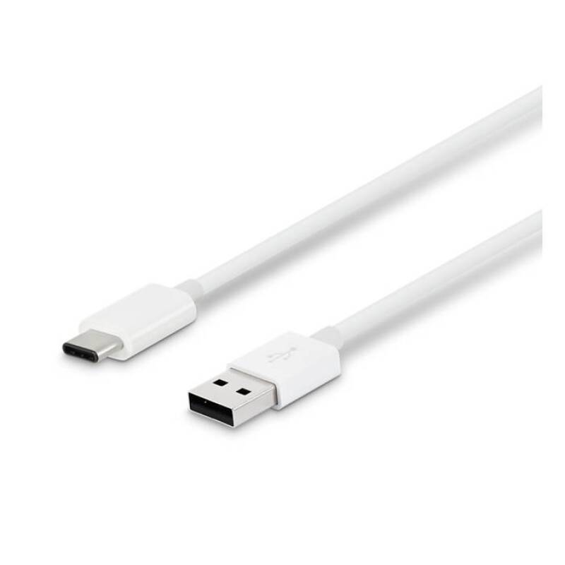 Кабел Type-C, бързо зареждане, силиконов, бял, USB-А(м), USB-C(м), 1m, 2A