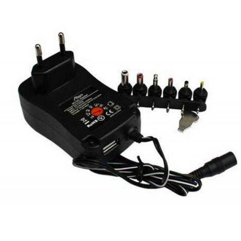 Мрежов адаптер стабилизиран, комбиниран 12V/9V/7,5V/6V/5V/4,5V/3V 1A 12W