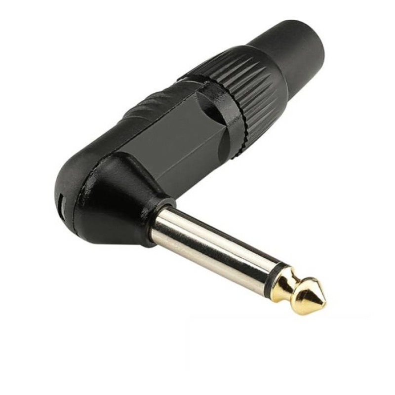 Букса професионална, ъглова за кабел, метална, MONO, 6,3mm JACK(м)