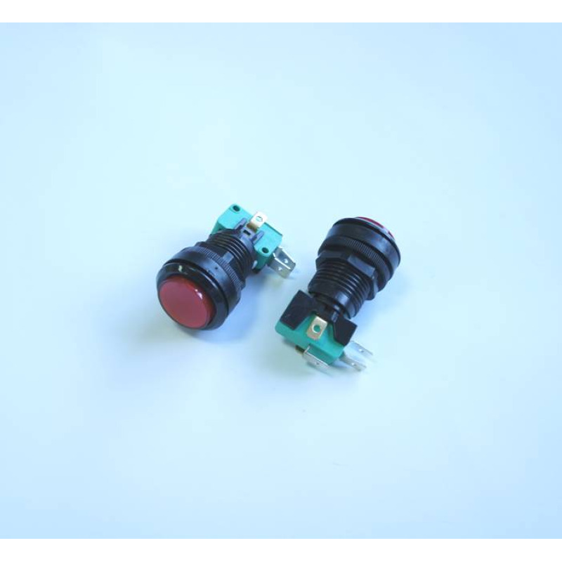 Бутон за игрална машина светещ незадържащ НО червен 250V 6A Ф24mm
