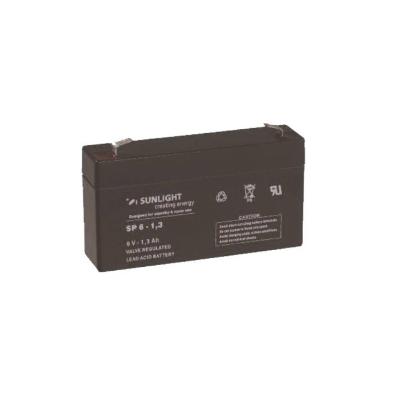 Акумулаторна оловна батерия SUNLIGHT 6V 1,3AH 97х24х58mm