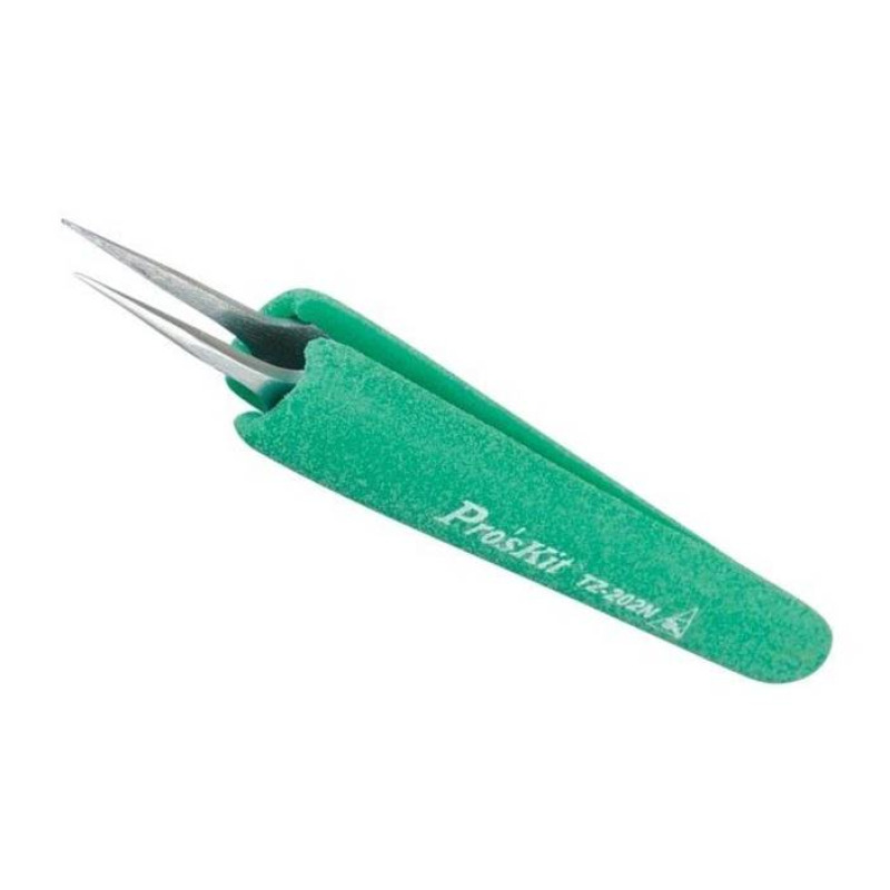 Пинсета за SMD TZ202N, изолация, права, гладки челюсти, 120mm