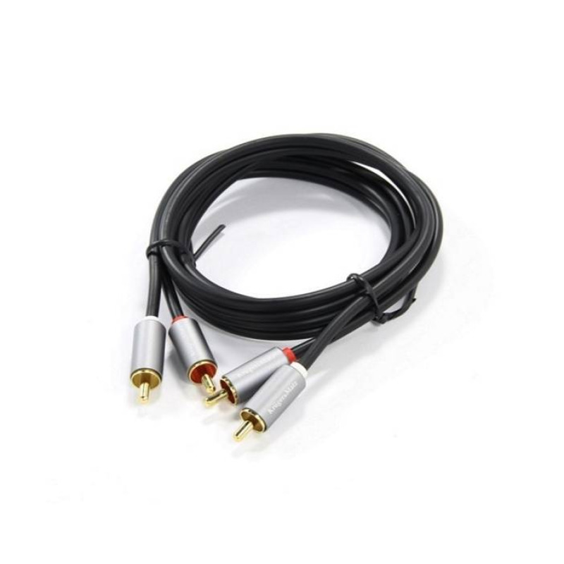 Кабел за аудио KM1209, професионален, STEREO, HQ, 2xRCA(м), силиконов, 1,8m