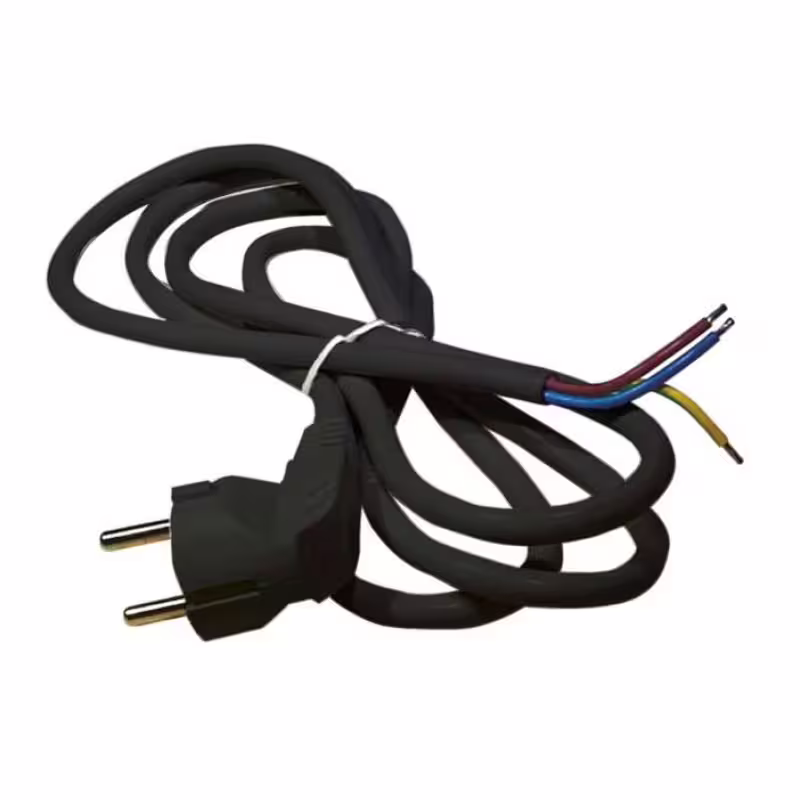 Захранващ кабел, черен, ъглов, щепсел "шуко", 3x1mm2, 3m, 220VAC, 16A