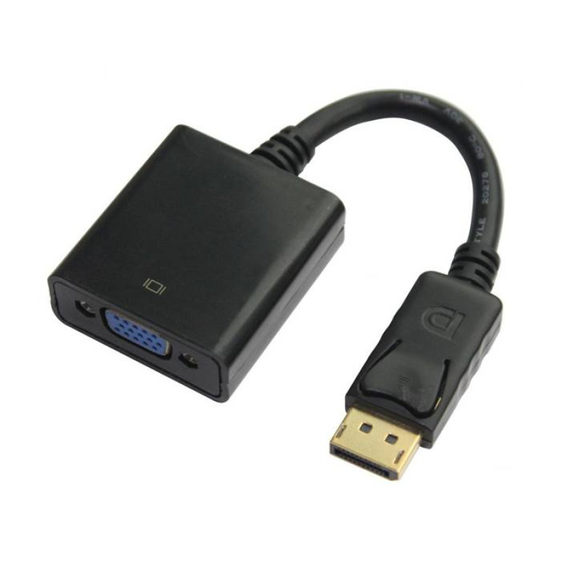 Кабел с конвертор, преобразувател, вход DP(м), изход VGA 15pin(ж), 1080p, 0,3m