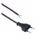 Захранващ кабел с щепсел, плосък, 2 жила, черен, 1,5m, 220VAC, 6A
