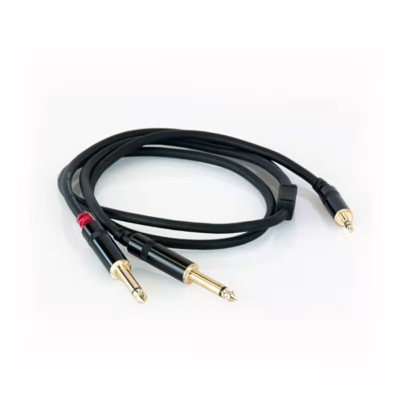 Кабел преходен за микрофон, 3,5mm STEREO JACK(м), 2x6,3mm MONO JACK(м), 1m