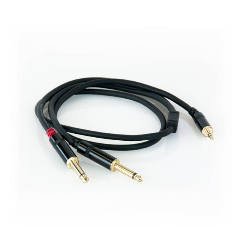 Кабел преходен за микрофон, 3,5mm STEREO JACK(м), 2x6,3mm MONO JACK(м), 3m